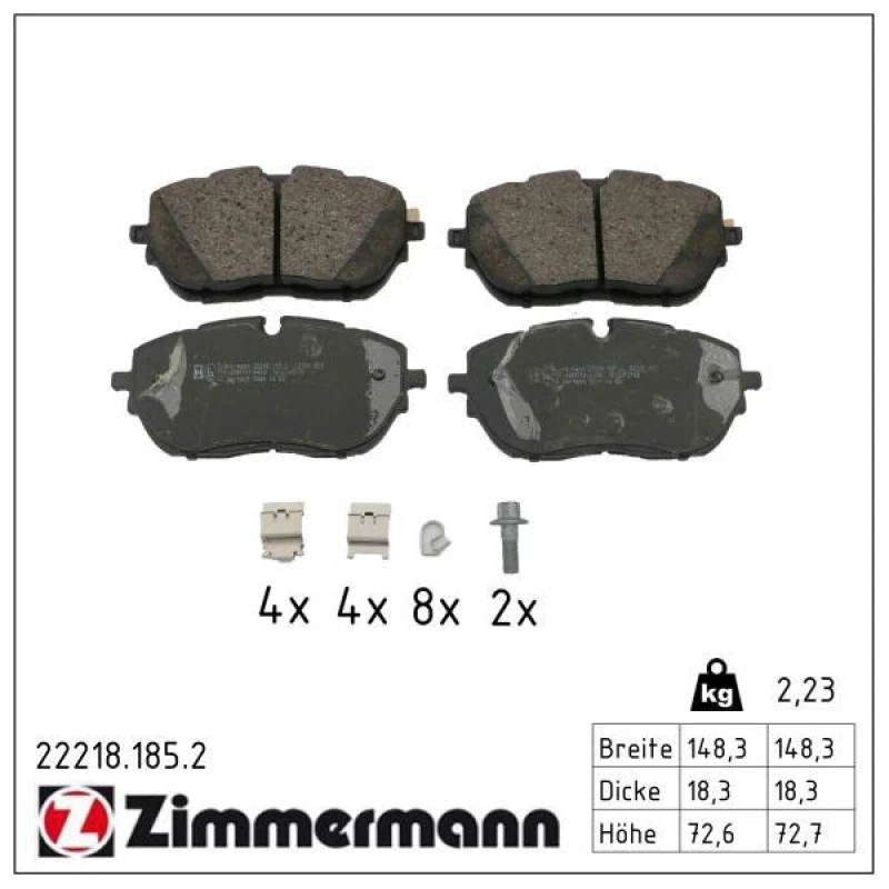 Image of ZIMMERMANN Brake pad set ZIMMERMANN 22218.185.2