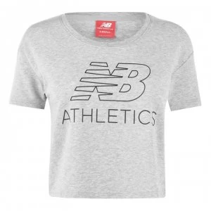 image of New Balance Crop T Shirt Ladies - Grey