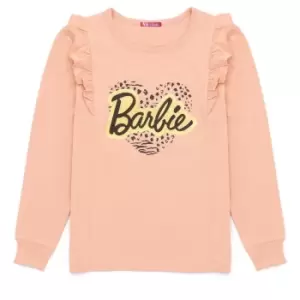 Image of Barbie Girls Frill Top (11-12 Years) (Peach/Black/Gold)