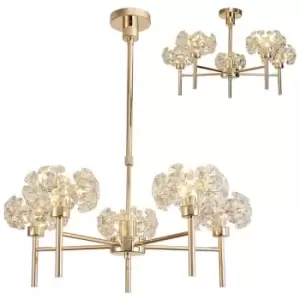 image of Luminosa Salisbury 5 Light G9 Telescopic Light With French Gold And Crystal Shade