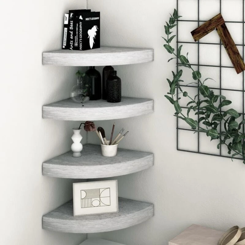 Image of VIDAXL Vidaxl - Wall Corner Shelves 4 pcs Concrete Grey 35x35x3.8cm mdf 8720286417454