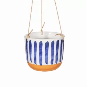 image of Paros Blue Stripe Hanging Planter