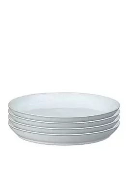 image of Denby White Speckle Set Of 4 Coupe Dinner Plates