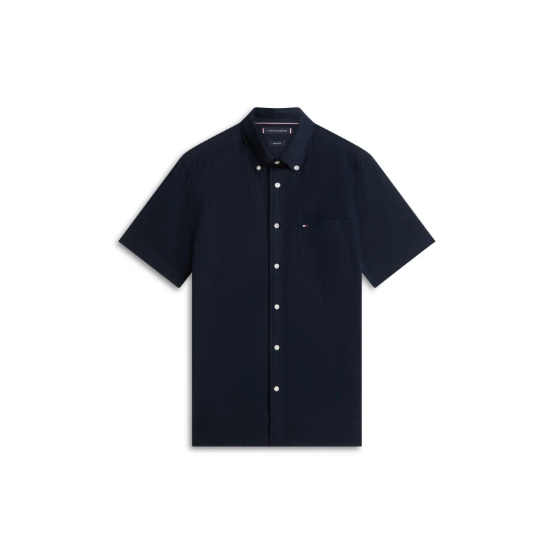 Image of Tommy Hilfiger Seersucker Solid Ss Rf Shirt Desert Sky male S