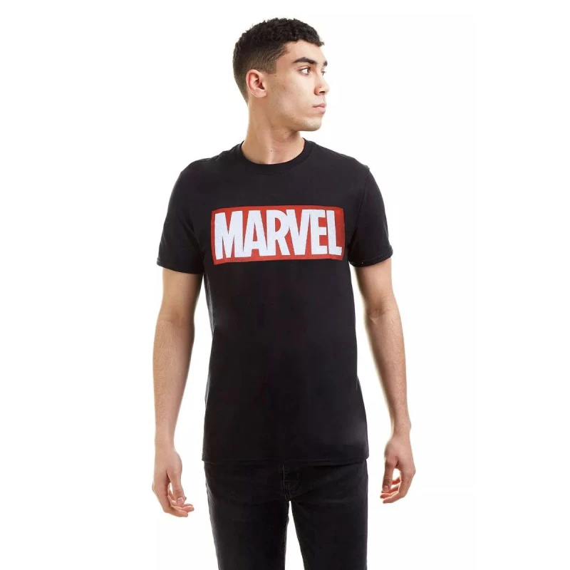 Image of Marvel Marvel Men Logo T-Shirt in Black Size: Small Black S Male 5059958513860