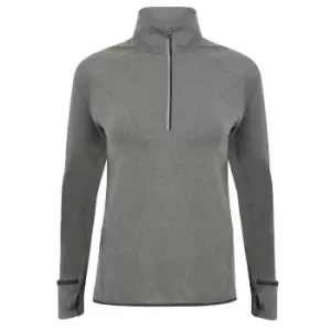 image of Tombo Womens/Ladies Long Sleeve Zip Neck Performance Top (XS) (Grey Marl)