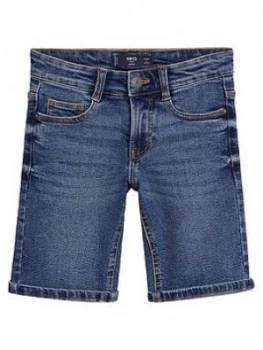 image of Mango Boys Straight Denim Shorts - Dark Blue