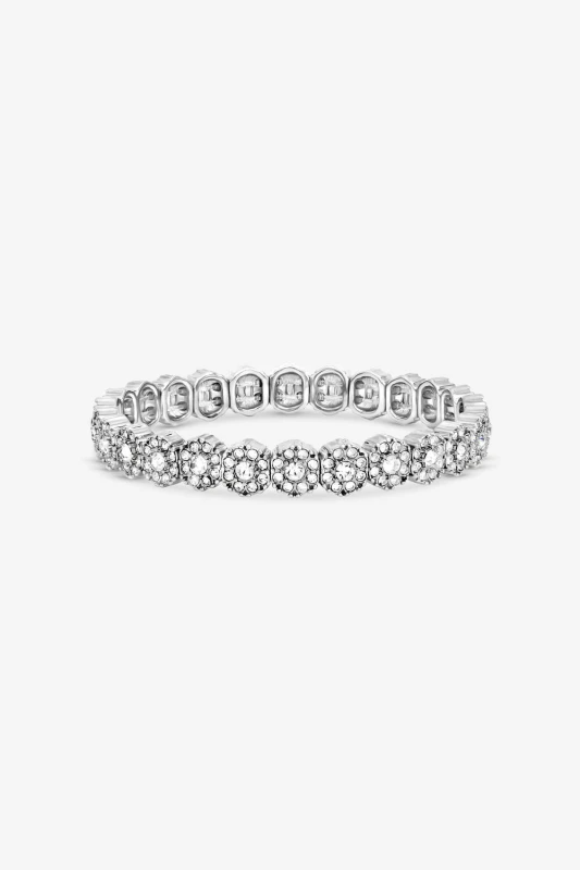 Image of Jon Richard Womens Silver Plated Crystal Stretch Bracelet Silver Female One Size