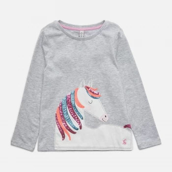 Image of Joules Girls Ava Long Sleeved T-Shirt - Grey - 4 Years