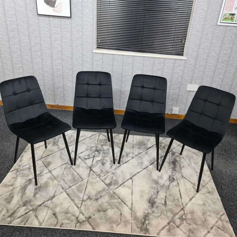 Image of KOSY KOALA KOSY KOALA Dining Chairs Set of 4 Black Velvet Kitchen chairs Black One Size Unisex 5060711585284