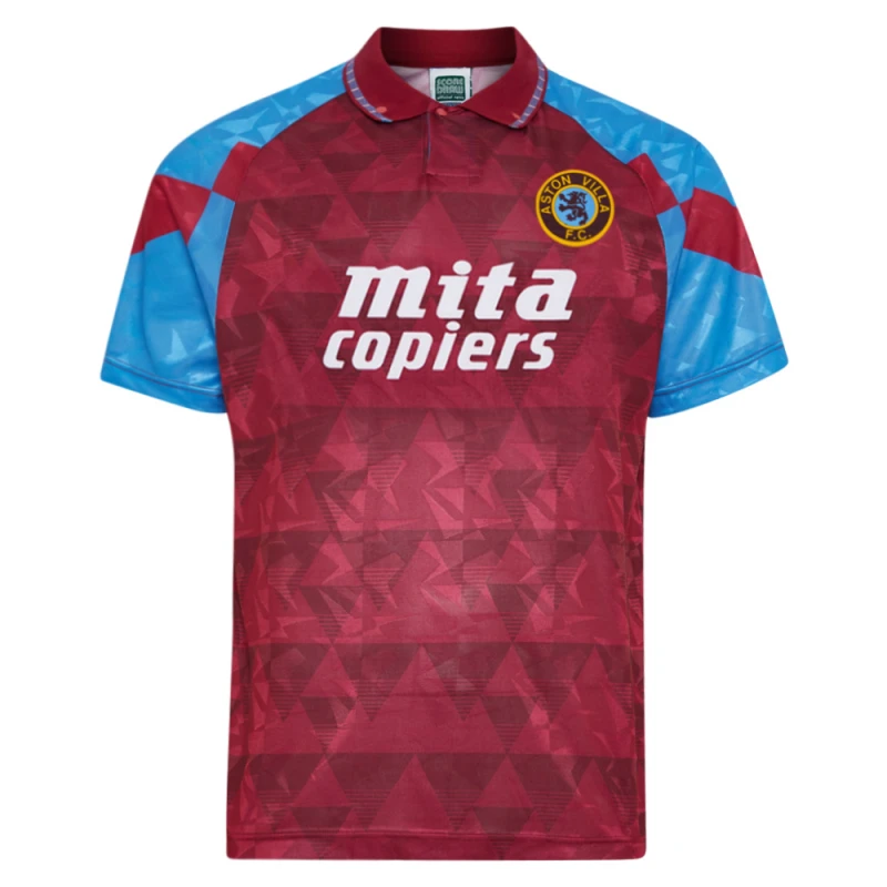 Image of Score Draw Aston Villa 1990 Retro Football Shirt VILLA90HPYSS-XXL XXL Mens Sportswear