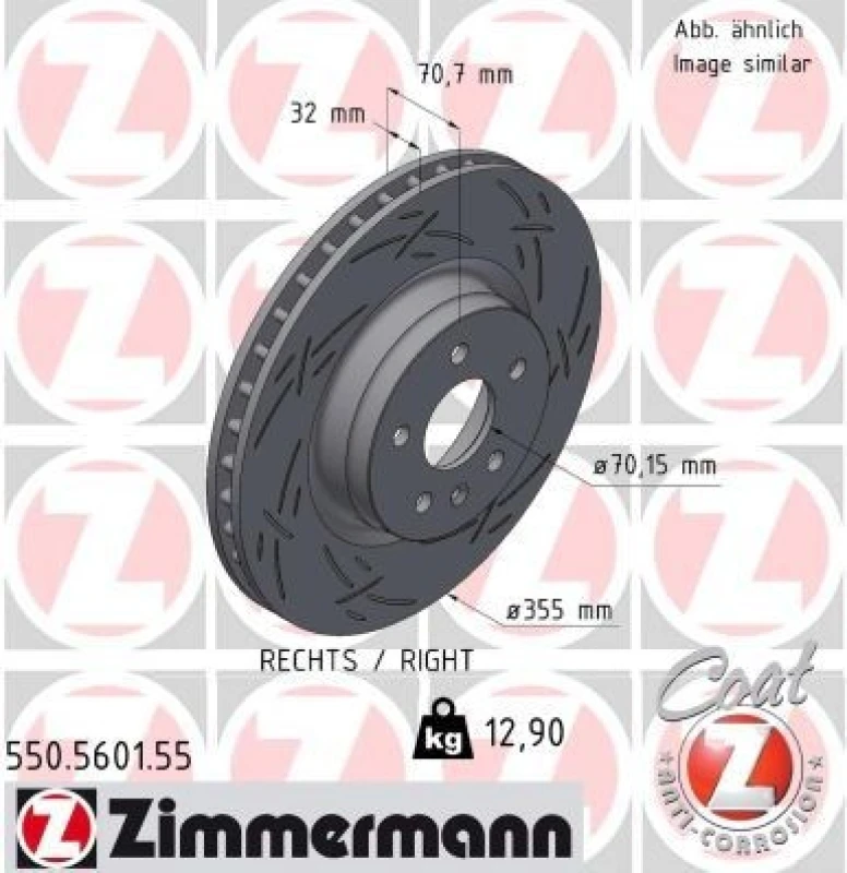 Image of ZIMMERMANN Brake disc ZIMMERMANN 550.5601.55