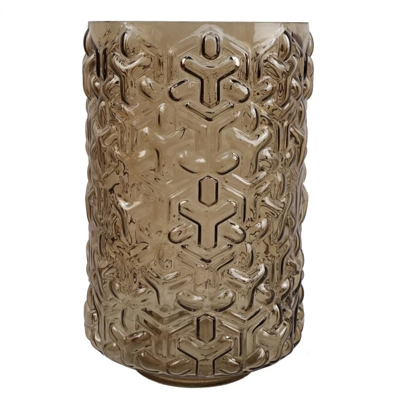 Image of Leaf Glass Vase Embossed Chestnut Glass Vase 26cm Botanik Dark Brown