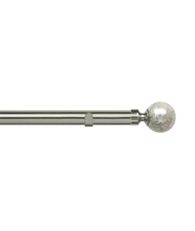 Image of Unknown 28mm Fixed Length Metal Eyelet Curtain Pole Set In Satin Silver - Empire Finial, 50Cm