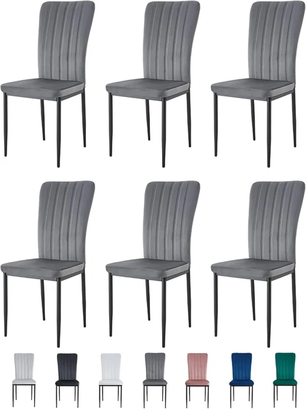 Image of MCC Direct Set of 6 High back Dining Chairs Velvet FabricKitchen/Dining Seating - Elle By MCC in Dark Green Dark Green Unisex