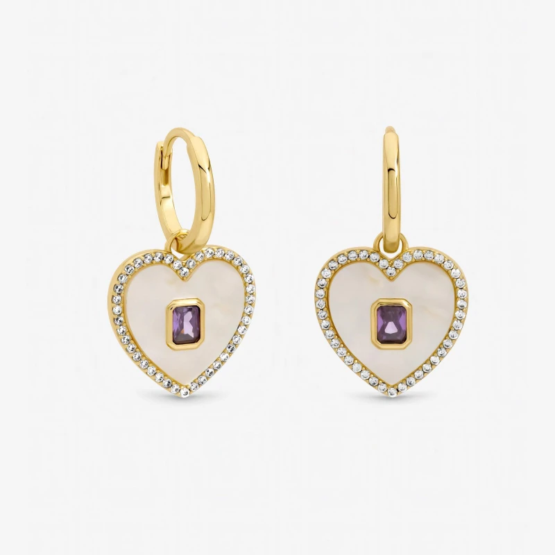 Image of Jon Richard Gold Plated and Mother of Pearl Heart Earrings Stud Earrings One Size Gold 71697310000