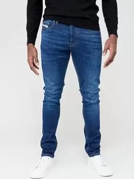 Image of Diesel D-luster Slim Fit Mid Wash Jeans - Blue Size 36, Length Regular, Men