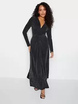 Image of M&Co Petite Twist Front Party Midi Dress - Silver, Size 14, Women