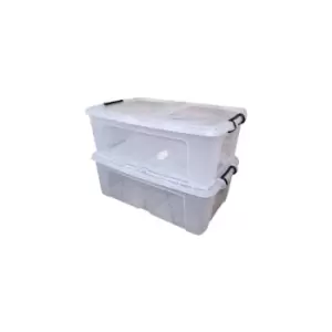 image of Samuel Alexander - 2 x 50L Smart Storage Boxes, Clear with Clear Extra Strong Lids, Stackable and Nestable Design Storage Solution