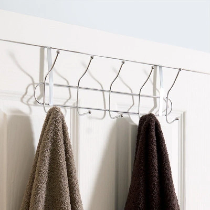 Image of OHS OHS 10 Over The Door Hooks Clothes Hanger Metal Towel Rail in Silver Silver One Size Unisex 5027434184330