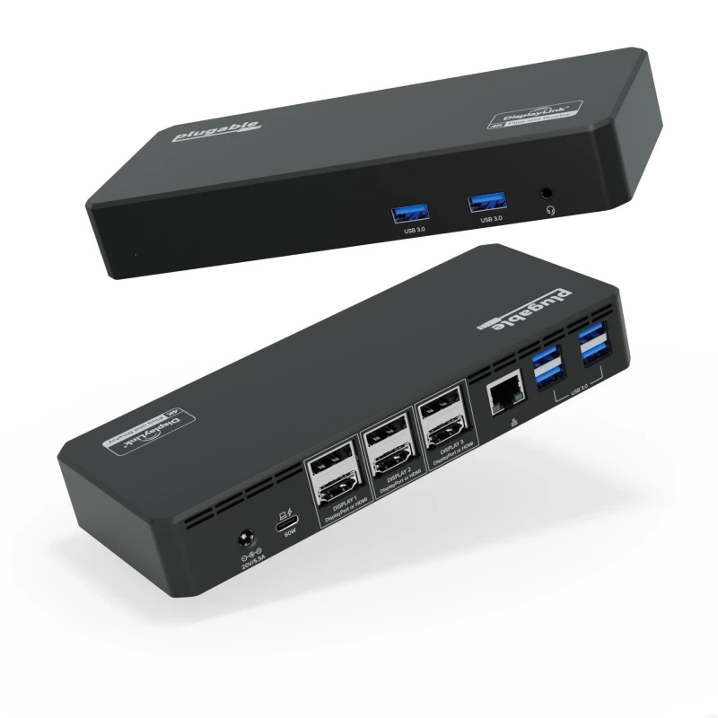 Image of Plugable Technologies 12-in-1 USB C Triple Monitor Docking Station. Tr