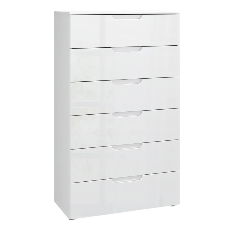 Image of Sienna Chest Of 6 Drawers In White/white High Gloss