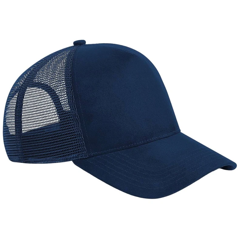Image of Beechfield Beechfield Men Faux Suede Snapback Trucker Cap in Navy Navy One Size Male 5063470399499