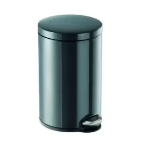 Image of Durable Round Powder Coated Metal Pedal Bin 12 Litre Charcoal 341158