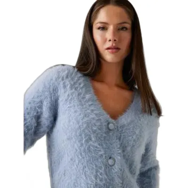 Image of Guess Womens cardigan Guess Fuzzy Kinako Blanc Female L