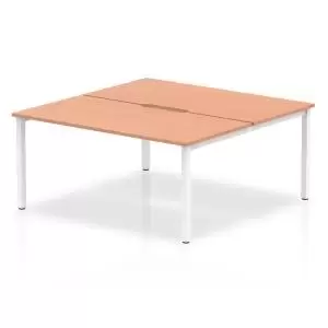 image of B2B White Frame Bench Desk 1600 Beech 2 Pod