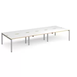 Image of Dams Adapt triple back to back desks 4200mm x 1600mm - silver frame, white top w