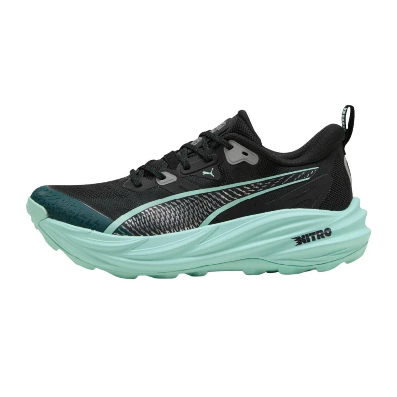 Image of Puma Voyage NITRO 4 Black Green AW25 Shoes, Size 41 - EUR