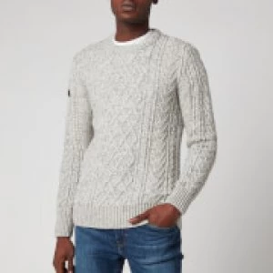 image of Superdry Mens Jacob Cable Crewneck Jumper - Concrete Twist - L