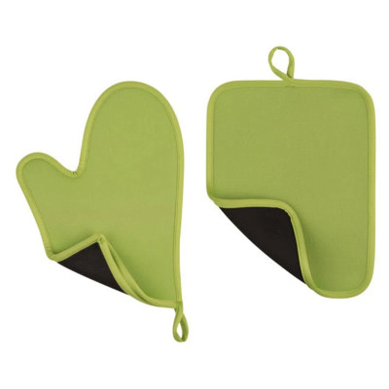Image of Premier Housewares Neoprene Oven Glove And Pot Holder Set Green