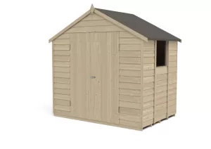 Image of Forest Garden 7 x 5ft Apex Overlap Pressure Treated Double Door Shed with Assembly