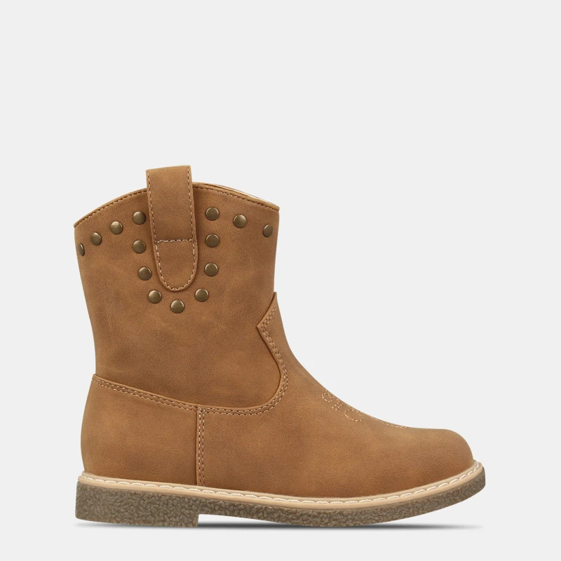 Image of Miso Kids Jolene Cowboy-Inspired Side Zip Flat Ankle Boots Tan female C5 (22)