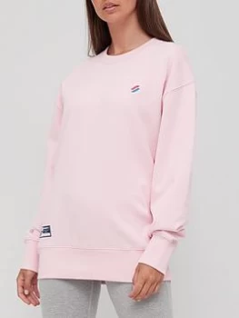 Image of Superdry Code Essential Crew Neck Sweater - Pink, Size M/L, Women