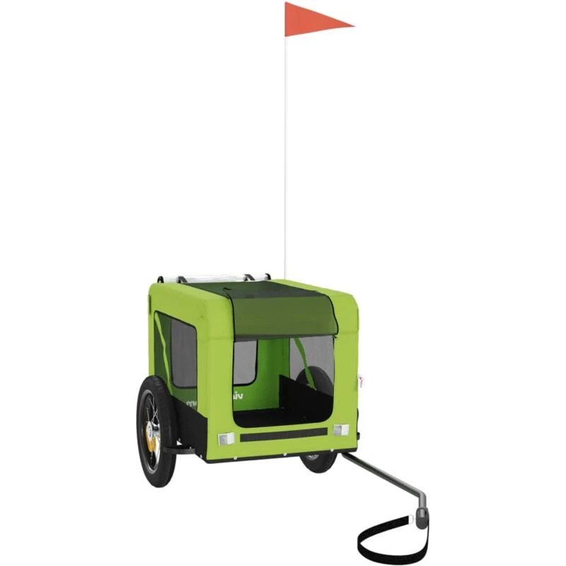 Image of vidaXL Pet Bike Trailer Green and Black Oxford Fabric and Iron, Green 93913