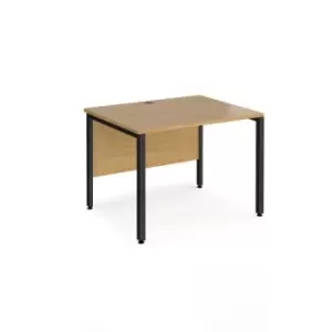 Image of Office Desk 800mm Rectangular Desk With Bench Leg Oak Tops With Black Frames 800mm Depth Maestro 25