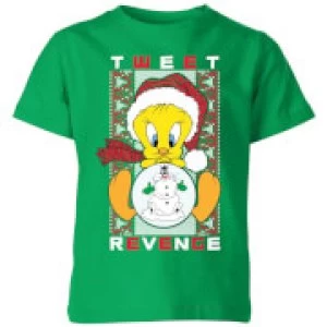 Image of Looney Tunes Tweety Pie Tweet Revenge Kids Christmas T-Shirt - Kelly Green - 9-10 Years