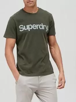 Image of Superdry Vintage Core Logo T-Shirt - Olive Size L, Men