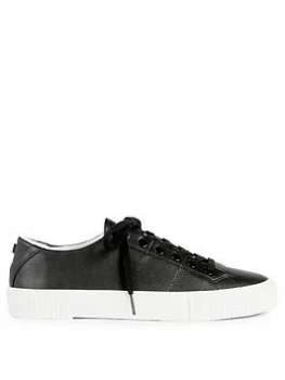 Image of Ted Baker Kimiah Leather Colour Drench Vulcanised Trainer - Black, Size 38, Women