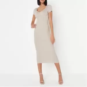 Missguided Sweetheart Neck Midaxi Dress - Brown