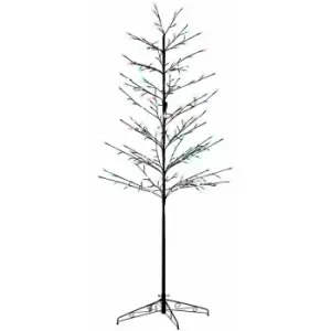 image of Homcom - 6ft Artificial Tree with Colourful led, Indoor Outdoor Tree Light - White