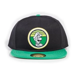 image of Nintendo - Luigi Retro Badge Unisex Snapback Baseball Cap - Black/Green