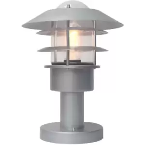 image of Elstead Helsingor - 1 Light Outdoor Pedestal Lantern Silver, 304 Ss IP44, E27