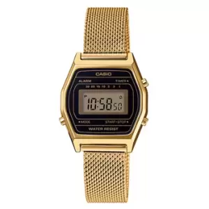 Image of Casio Collection Quartz Black Dial Gold PVD Milanese Bracelet Unisex Watch LA690WEMY-1EF