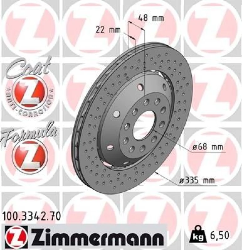 Image of ZIMMERMANN Brake disc ZIMMERMANN 100.3342.70
