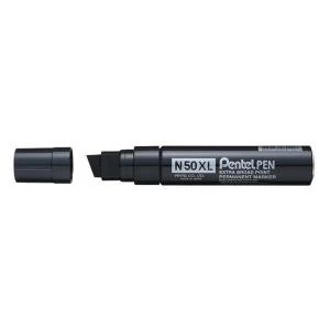 Image of Pentel N50XL A 15.4mm x 11mm Jumbo Chisel Tip Marker Black Pack of 6