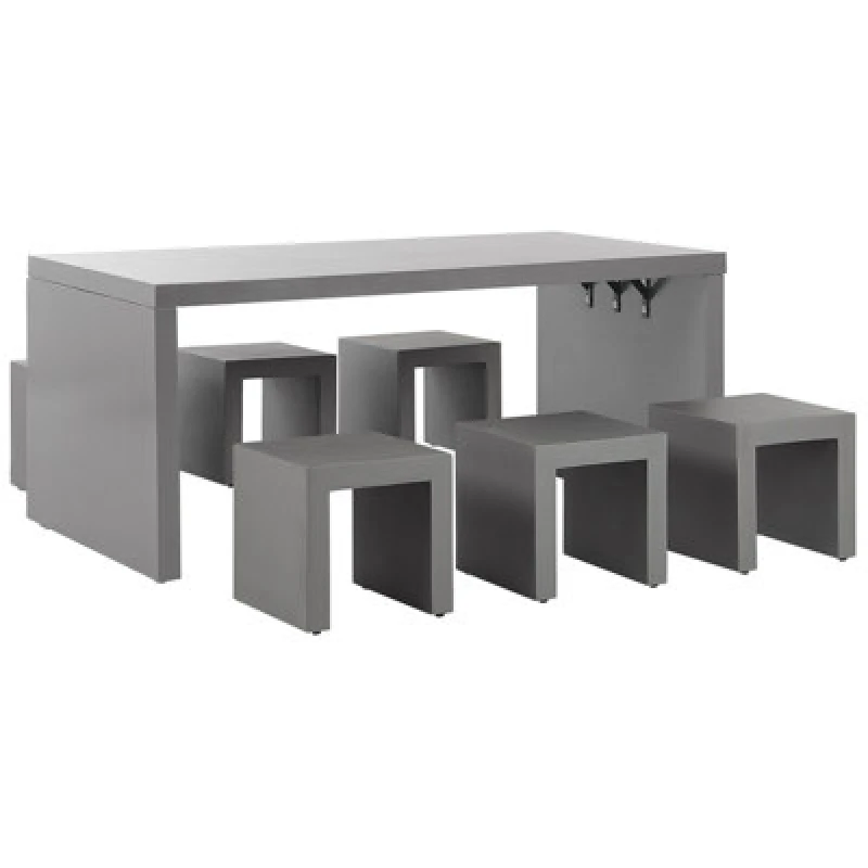 Image of BELIANI Garden Dining Set with Stools 6 Seater TARANTO Concrete Grey 262553